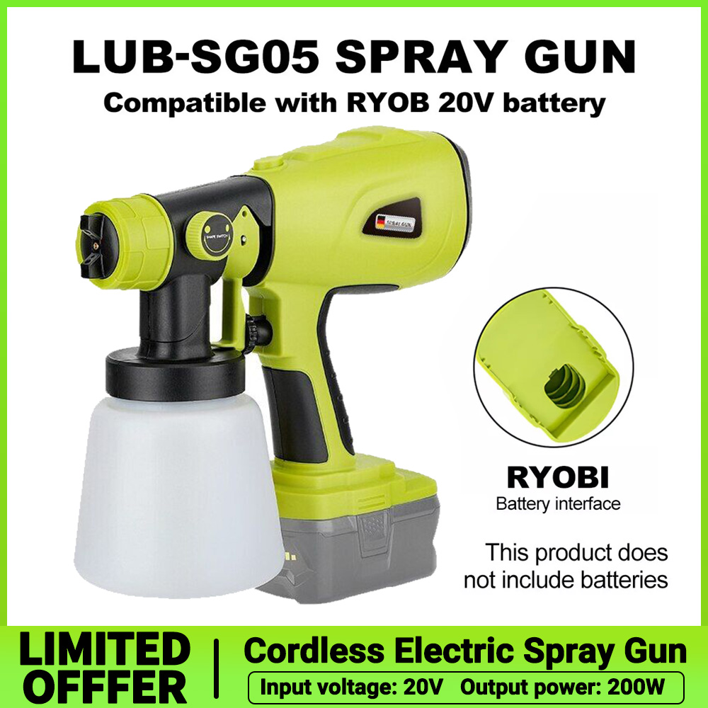 Cordless Paint Sprayer 20V - Ryobi 18V 20V 배터리 용 1000ml