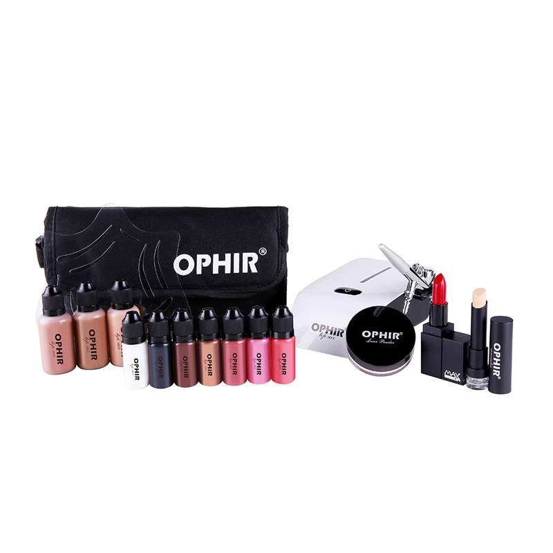 Airbrush Kit Compressor - OPHIR 프로 메이크업 세트 0.3mm 에어