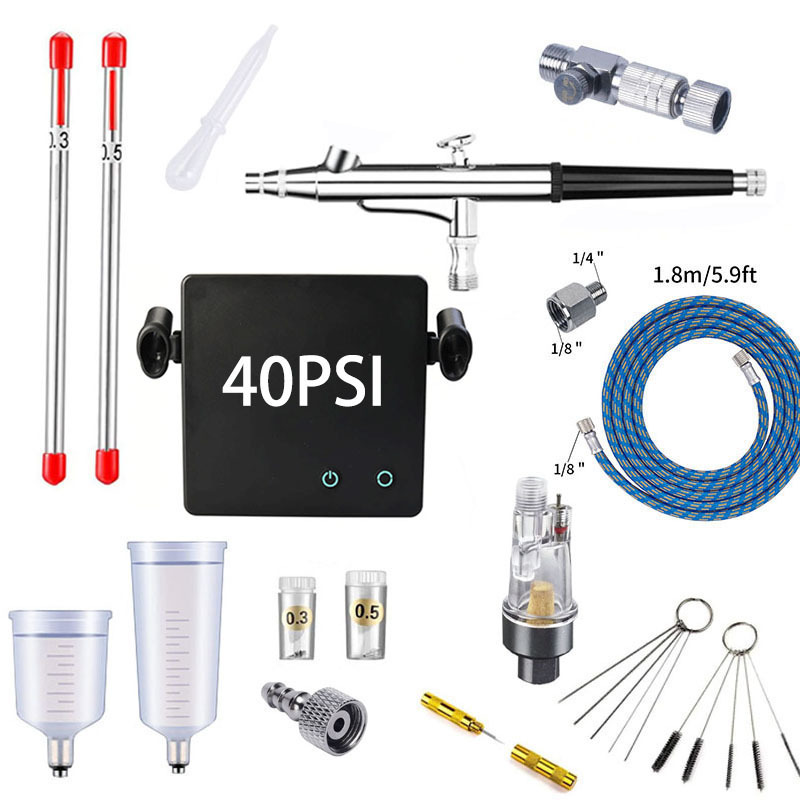 Spray Gun Air Compressor Kit - T001A 에어브러시 페인트 스프레이 건 키트,