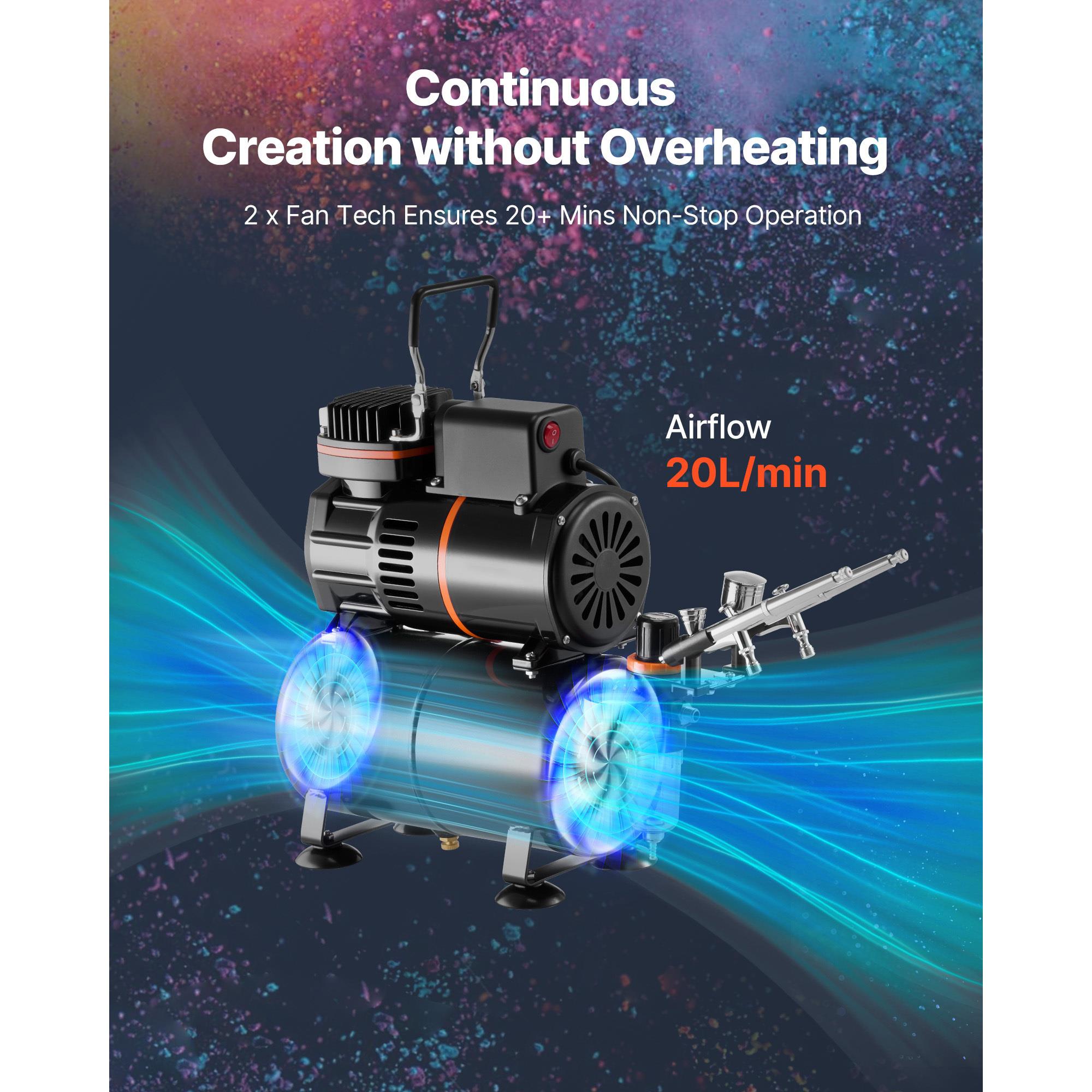 에어브러시 키트: 1/6 크기의 컴프레서와 탱크, 3개 - Airbrush Kit Compressor 리뷰 및 가격