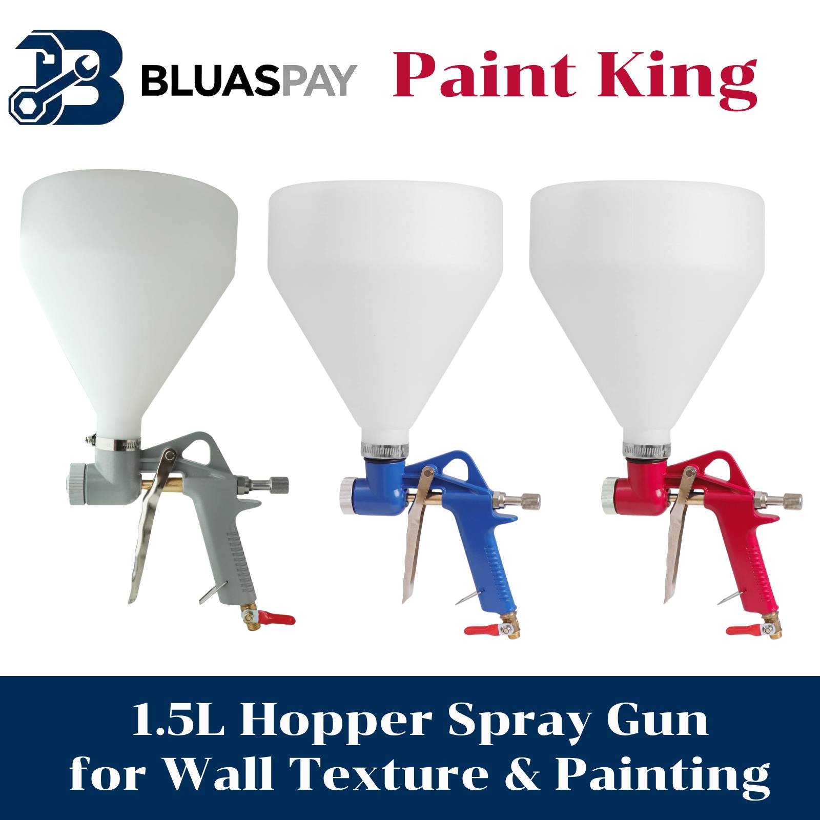 BLUASPAY 1.5L 에어 호퍼 스프레이 건 3 노 - Texture Spray Hopper Gun 리뷰 및 가격