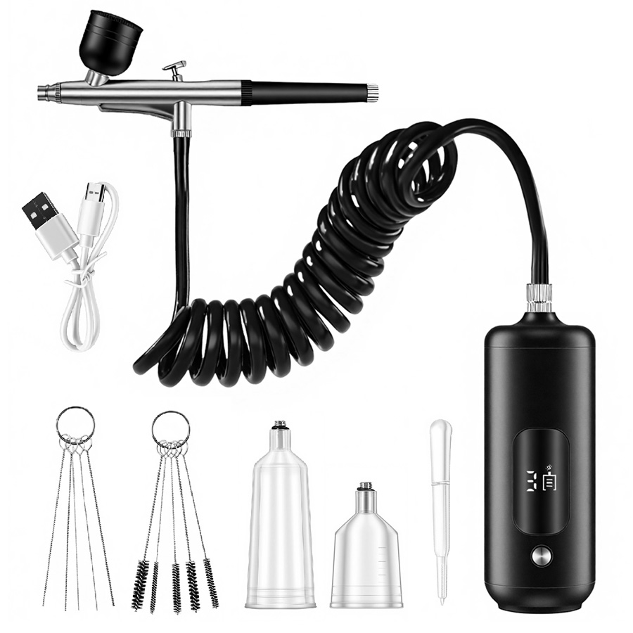 휴대용 에어브러시 미니 에어 컴프레서 키트, 네일 아트 - Spray Gun Air Compressor Kit 리뷰 및 가격