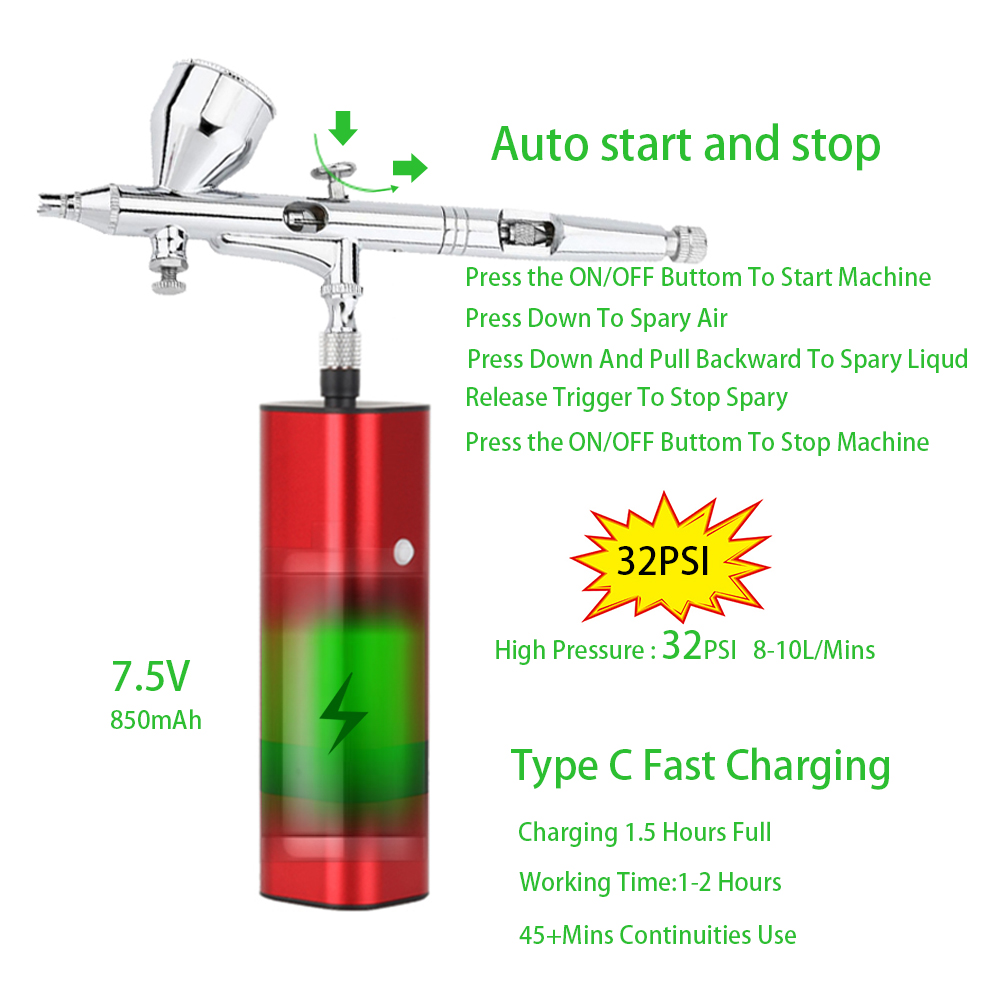 RIBO TM80S-180W 무선 에어 브러시, 소형  - Spray Gun Air Compressor Kit 리뷰 및 가격